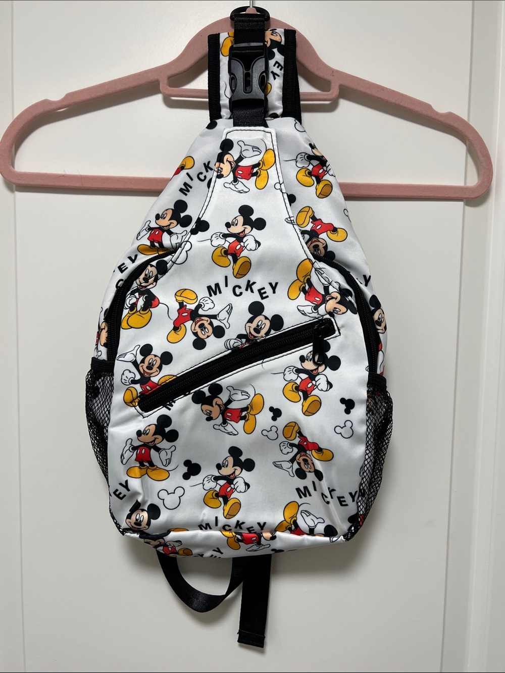 Disney White Mickey Mouse Crossbody Sling Bag with Red, Yellow & Black Accents